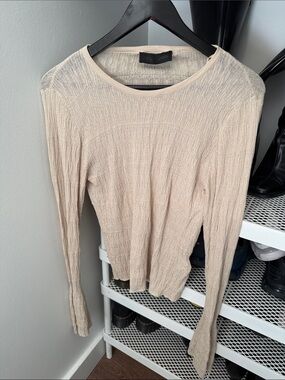 Zara Beige Lightweight Long Sleeve Top